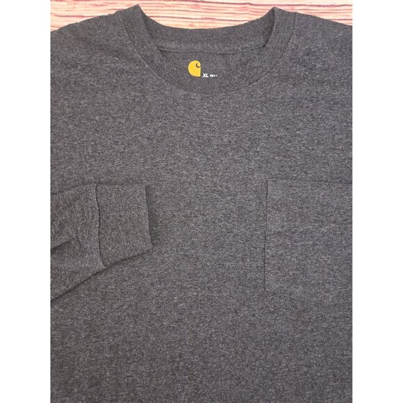 Carhartt Mens Long Sleeve Tshirt XLT Gray Crewneck Work Pocket - Picture 4 of 7